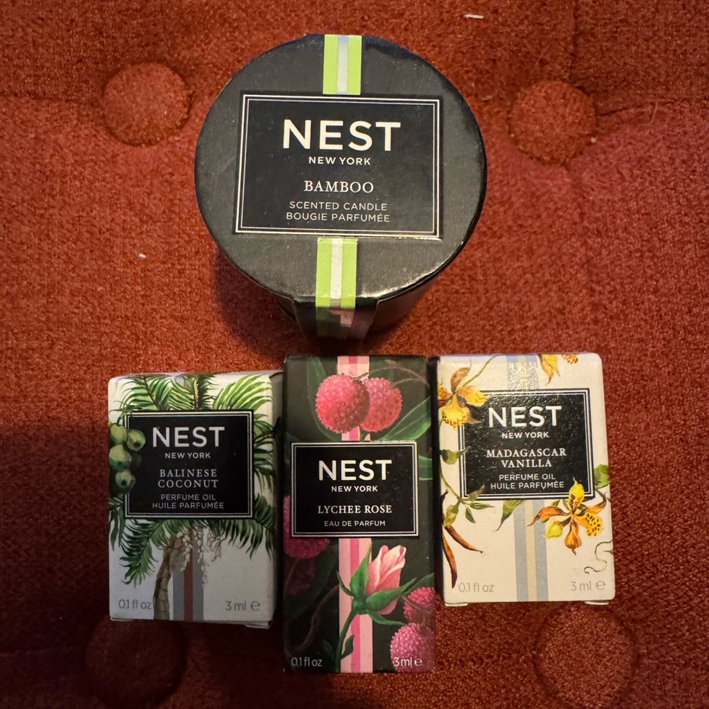 Nest Sample Bundle, 1 oz. Candle and 3, 3ml bottles of perfume oil